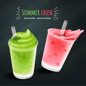 Fruit smoothies mockup Stock Illustration