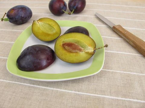 Fruit snack with plums Stock Photos