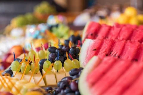Fruit snacks on the banquet table Fotos Stock