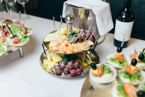 Fruit snacks on the table Stock Photos