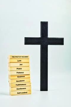 The Fruit of The Spirit Stack And Black Cross 스톡 사진