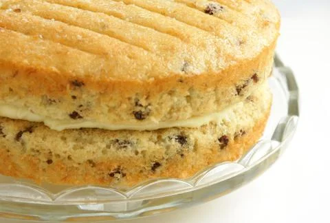 Fruit sponge cake Stock Photos