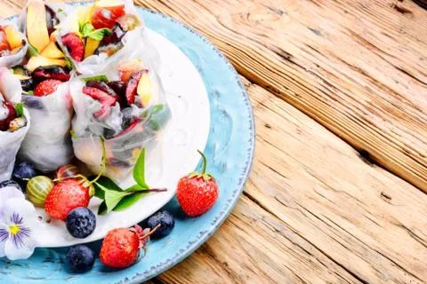 Fruit spring rolls Stock Photos