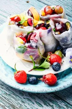 Fruit spring rolls Stock Photos