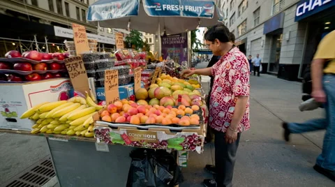 Fruit Stand in Manhattan, NYC Stock Footage 40031567