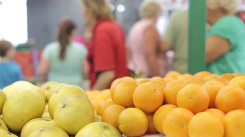 Fruit Stand with Oranges at a Flea Market Stock Footage 73482901