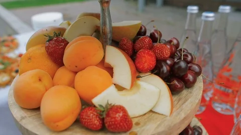 Fruit on a stand panorama Stock Footage 109055802