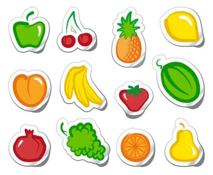 Fruit on stickers Stock Illustration