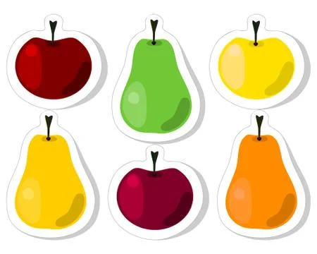 Fruit stickers vector - apple and pear Stock Illustration