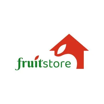 Fruit Store Logo Design Concept Template with an apple and house symbol ill.. Stock Illustration