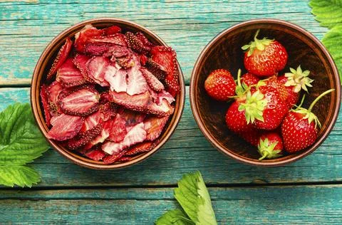 Fruit strawberry chips. Stock Photos