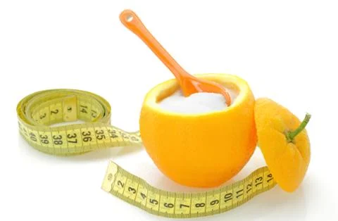Fruit sugar in an orange Stock Photos