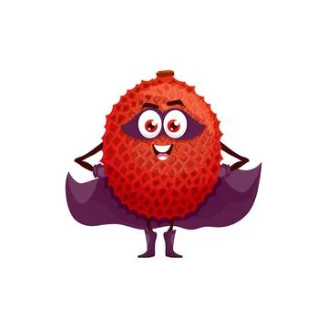 Fruit superhero, lychee in cartoon super hero cape Ilustração Stock