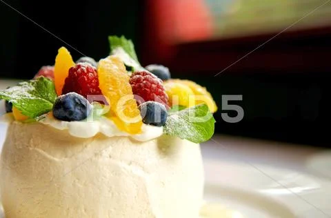 Fruit tart meringue Stock Photos
