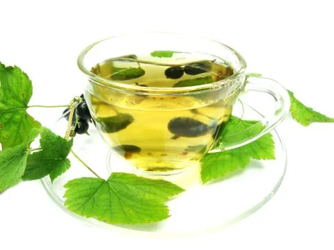 Fruit tea with black currant extract Stock Photos