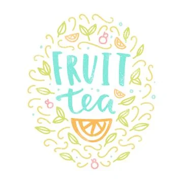 Fruit tea label. Stock Illustration