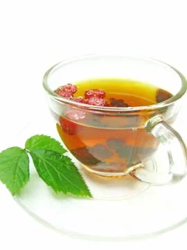 Fruit tea with raspberry and blackberry Stock Photos