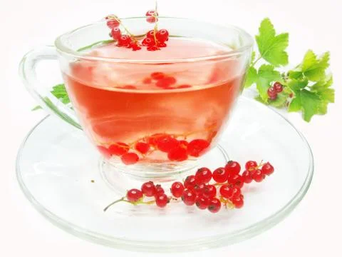 Fruit tea with red currant extract Stock Photos