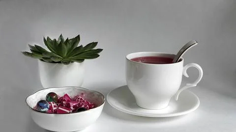 Fruit tea in a white cup Stock Photos