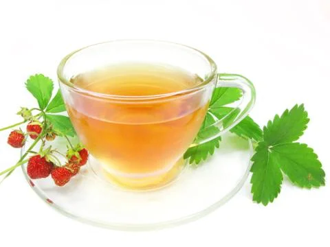 Fruit tea with wild strawberry Stock Photos