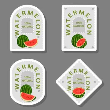 Fruit theme from set juicy delicious watermelon of various sizes Stock Illustration