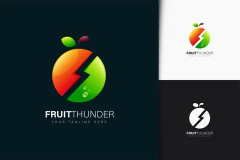 Fruit thunder logo design with gradient Stock Illustration