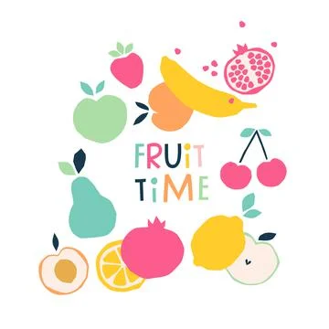 Fruit time card vector Stock Illustration