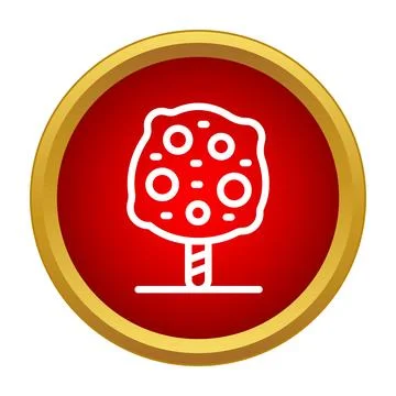 Fruit tree with apples icon over red circle Stock Illustration