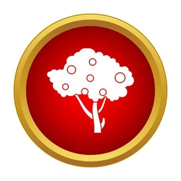 Fruit tree with apples icon in red circle 스톡 일러스트