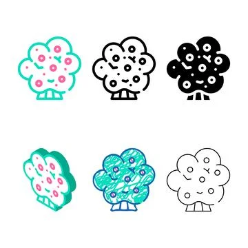 Fruit tree color variants icon vector flat Stock Illustration