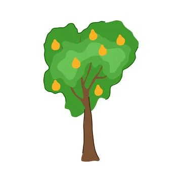 Fruit tree growing with green leaves and yellow fruits Stock Illustration