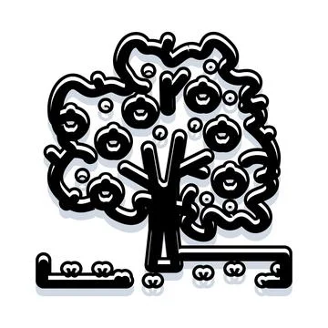 Fruit tree growing with harvest and agriculture concept Stock Illustration