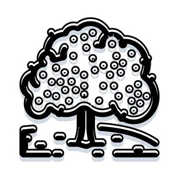 Fruit tree growing harvest icon black outline Stock Illustration