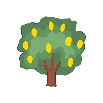 Fruit tree growing with yellow citrus fruits Stock Illustration