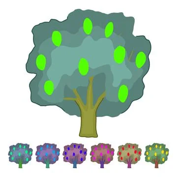 Fruit tree growing with yellow citrus fruits graphic Stock Illustration