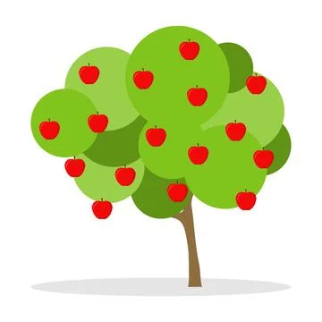 Fruit tree icon. Apple harvest concept in minimalist design. Cartoon apple 스톡 일러스트