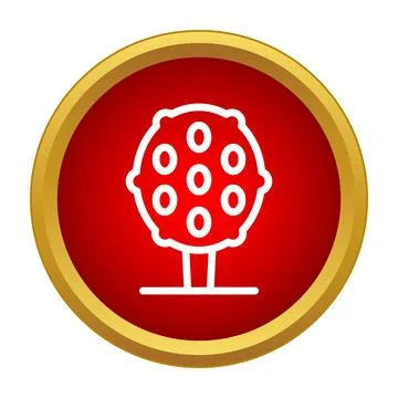 Fruit tree icon on red circle button 스톡 일러스트