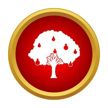Fruit tree icon on red circle background Stockillustratie