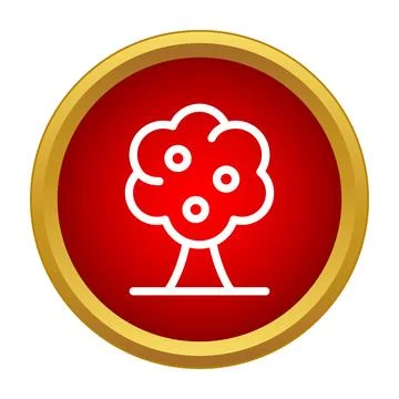 Fruit tree icon on red gold circle Stock Illustration