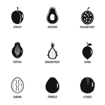 Fruit tree icons set, simple style Illustrazione stock