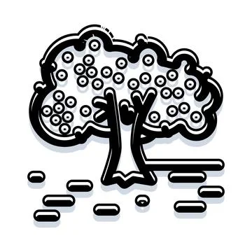 Fruit tree illustration growing in a natural environment Stock Illustration
