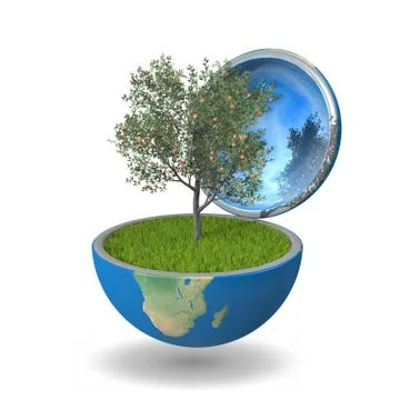 Fruit tree inside planet Stock Illustration