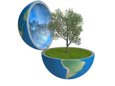 Fruit tree inside planet Stock Illustration
