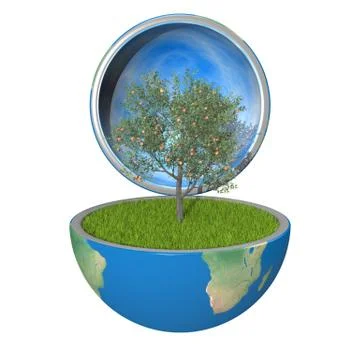Fruit tree inside planet Stock Illustration