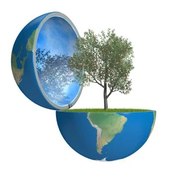 Fruit tree inside planet Stock Illustration