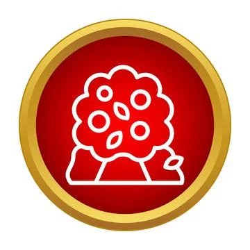 Fruit tree with leaves and berries icon button Illustrazione stock