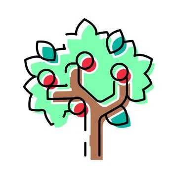 Fruit tree with leaves producing harvest concept Stock Illustration