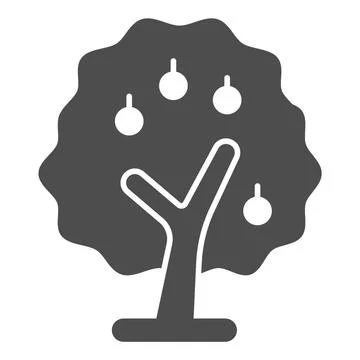 Fruit tree solid icon, farm garden concept, Decorative fruit tree sign on white Stock Illustration