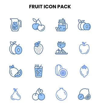 Fruit Two Colour Design Icons Pack Stock Illustration