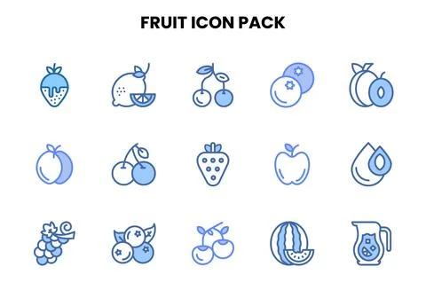 Fruit Two Colour Design Icons Pack Illustrazione stock